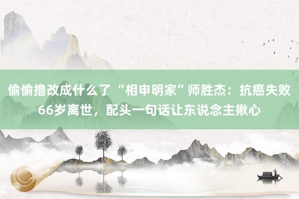 偷偷撸改成什么了 “相申明家”师胜杰：抗癌失败66岁离世，配头一句话让东说念主揪心