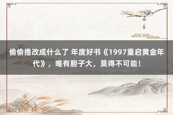 偷偷撸改成什么了 年度好书《1997重启黄金年代》，唯有胆子大，莫得不可能！