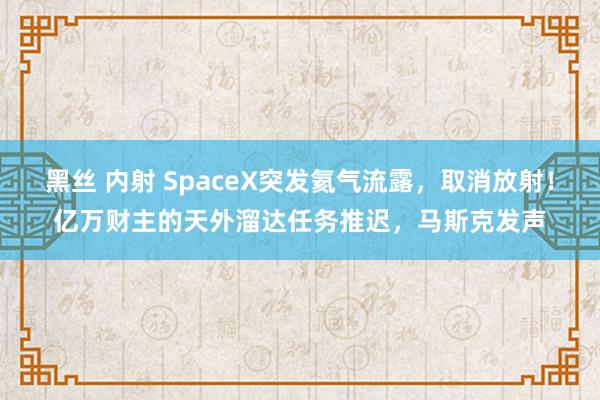 黑丝 内射 SpaceX突发氦气流露，取消放射！亿万财主的天外溜达任务推迟，马斯克发声