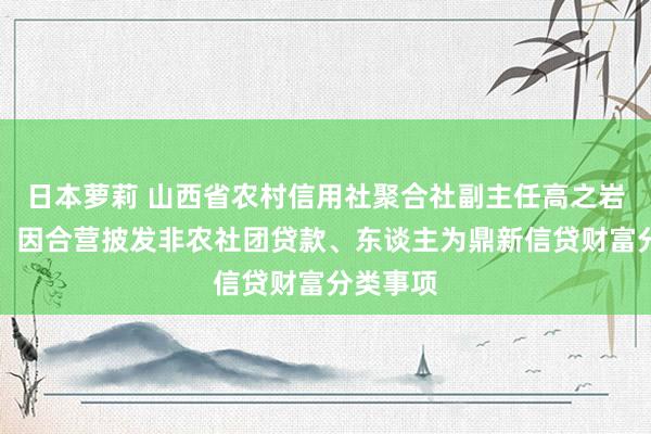 日本萝莉 山西省农村信用社聚合社副主任高之岩被警告：因合营披发非农社团贷款、东谈主为鼎新信贷财富分类事项